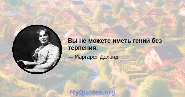 Вы не можете иметь гений без терпения.