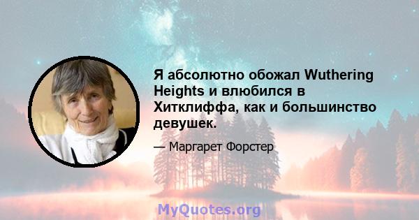 Я абсолютно обожал Wuthering Heights и влюбился в Хитклиффа, как и большинство девушек.