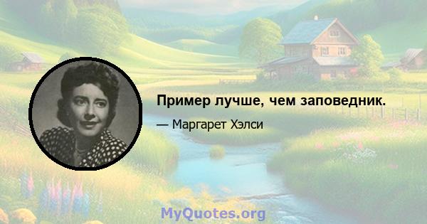 Пример лучше, чем заповедник.