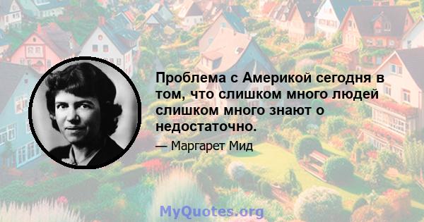 Проблема с Америкой сегодня в том, что слишком много людей слишком много знают о недостаточно.