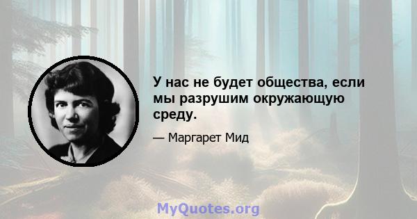 У нас не будет общества, если мы разрушим окружающую среду.