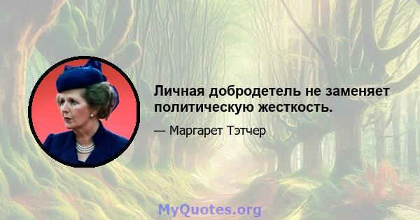 Личная добродетель не заменяет политическую жесткость.