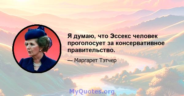 Я думаю, что Эссекс человек проголосует за консервативное правительство.