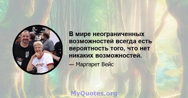 В мире неограниченных возможностей всегда есть вероятность того, что нет никаких возможностей.