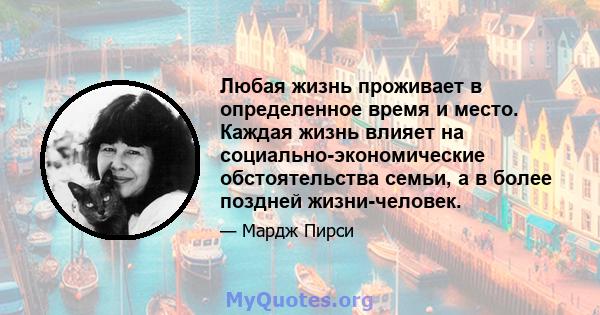 Любая жизнь проживает в определенное время и место. Каждая жизнь влияет на социально-экономические обстоятельства семьи, а в более поздней жизни-человек.