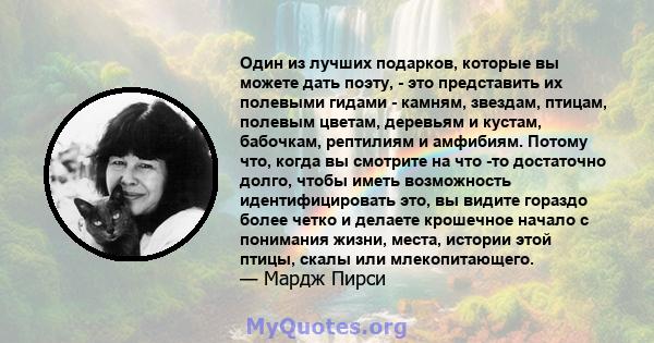 Один из лучших подарков, которые вы можете дать поэту, - это представить их полевыми гидами - камням, звездам, птицам, полевым цветам, деревьям и кустам, бабочкам, рептилиям и амфибиям. Потому что, когда вы смотрите на