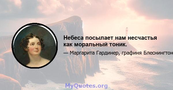 Небеса посылает нам несчастья как моральный тоник.