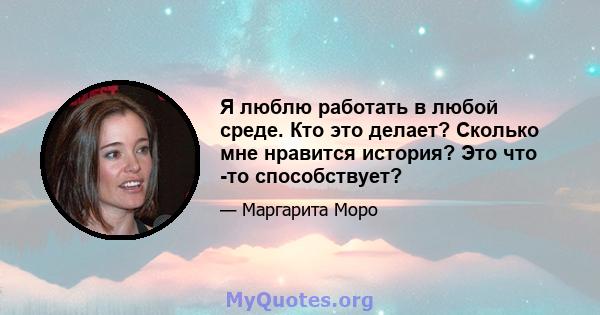 Я люблю работать в любой среде. Кто это делает? Сколько мне нравится история? Это что -то способствует?