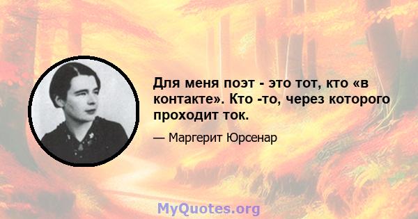 Для меня поэт - это тот, кто «в контакте». Кто -то, через которого проходит ток.