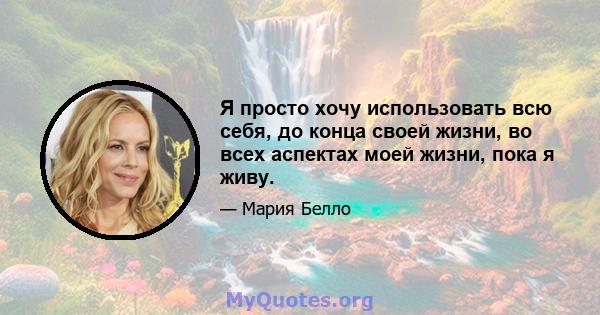 Я просто хочу использовать всю себя, до конца своей жизни, во всех аспектах моей жизни, пока я живу.