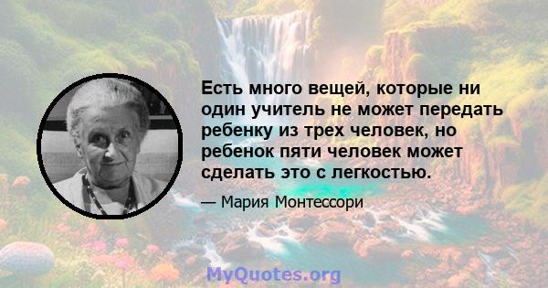 Есть много вещей, которые ни один учитель не может передать ребенку из трех человек, но ребенок пяти человек может сделать это с легкостью.