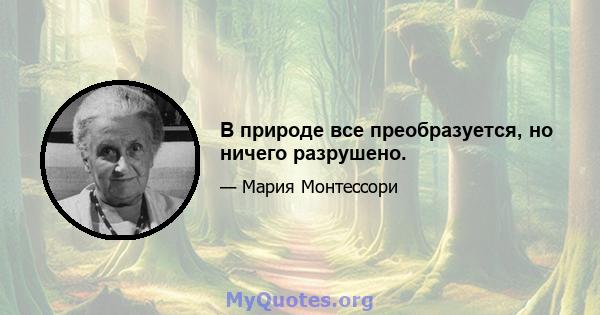 В природе все преобразуется, но ничего разрушено.