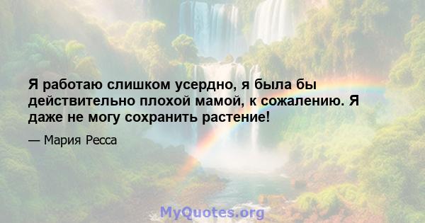 Я работаю слишком усердно, я была бы действительно плохой мамой, к сожалению. Я даже не могу сохранить растение!