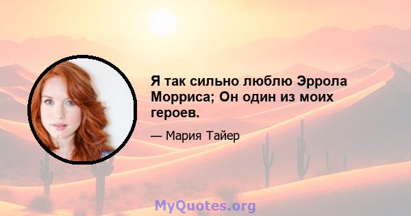 Я так сильно люблю Эррола Морриса; Он один из моих героев.