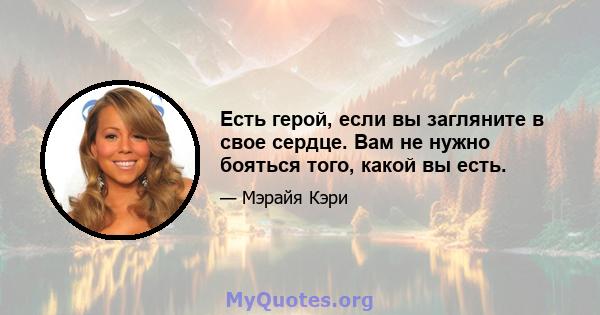 Есть герой, если вы загляните в свое сердце. Вам не нужно бояться того, какой вы есть.