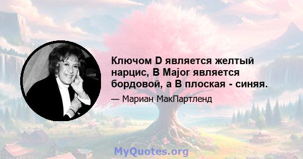 Ключом D является желтый нарцис, B Major является бордовой, а B плоская - синяя.