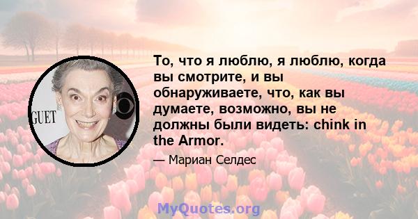 То, что я люблю, я люблю, когда вы смотрите, и вы обнаруживаете, что, как вы думаете, возможно, вы не должны были видеть: chink in the Armor.