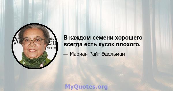 В каждом семени хорошего всегда есть кусок плохого.