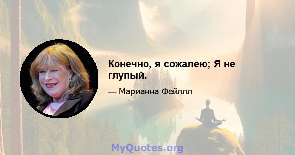 Конечно, я сожалею; Я не глупый.