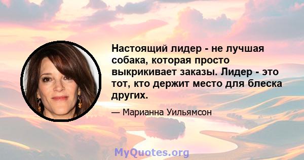 Настоящий лидер - не лучшая собака, которая просто выкрикивает заказы. Лидер - это тот, кто держит место для блеска других.