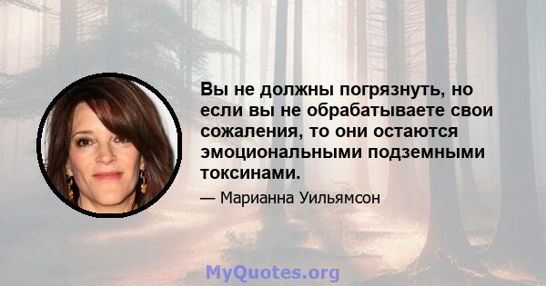 Вы не должны погрязнуть, но если вы не обрабатываете свои сожаления, то они остаются эмоциональными подземными токсинами.