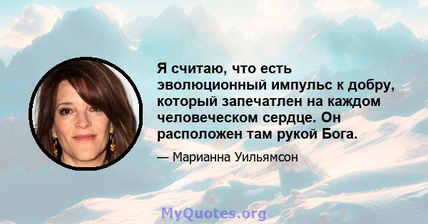 Я считаю, что есть эволюционный импульс к добру, который запечатлен на каждом человеческом сердце. Он расположен там рукой Бога.