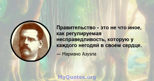 Правительство - это не что иное, как регулируемая несправедливость, которую у каждого негодяй в своем сердце.