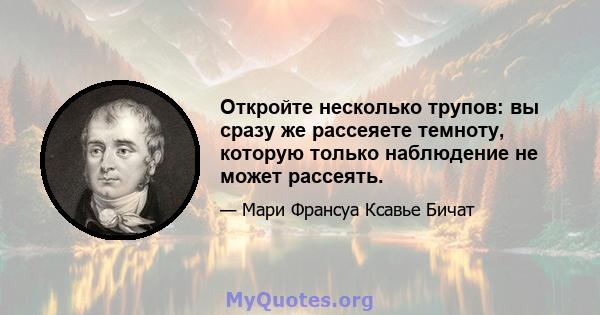 Откройте несколько трупов: вы сразу же рассеяете темноту, которую только наблюдение не может рассеять.