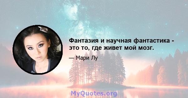 Фантазия и научная фантастика - это то, где живет мой мозг.