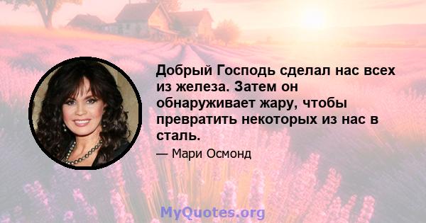 Добрый Господь сделал нас всех из железа. Затем он обнаруживает жару, чтобы превратить некоторых из нас в сталь.