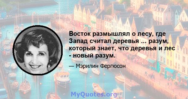 Восток размышлял о лесу, где Запад считал деревья ... разум, который знает, что деревья и лес - новый разум.