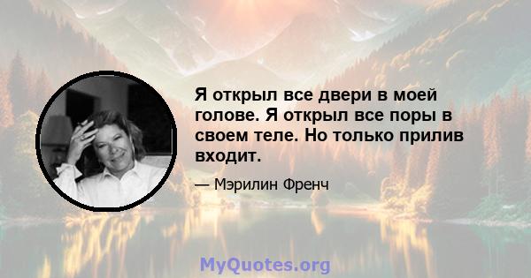 Я открыл все двери в моей голове. Я открыл все поры в своем теле. Но только прилив входит.