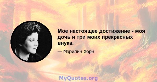 Мое настоящее достижение - моя дочь и три моих прекрасных внука.