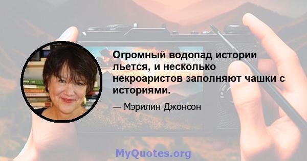 Огромный водопад истории льется, и несколько некроаристов заполняют чашки с историями.