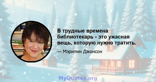 В трудные времена библиотекарь - это ужасная вещь, которую нужно тратить.