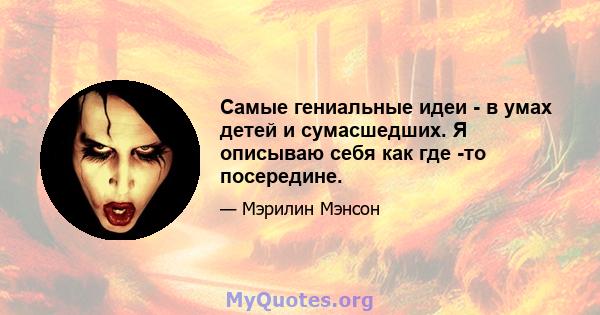 Самые гениальные идеи - в умах детей и сумасшедших. Я описываю себя как где -то посередине.