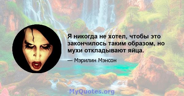 Я никогда не хотел, чтобы это закончилось таким образом, но мухи откладывают яйца.