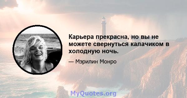 Карьера прекрасна, но вы не можете свернуться калачиком в холодную ночь.