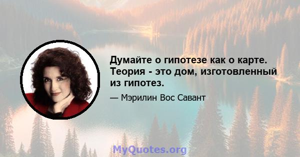 Думайте о гипотезе как о карте. Теория - это дом, изготовленный из гипотез.