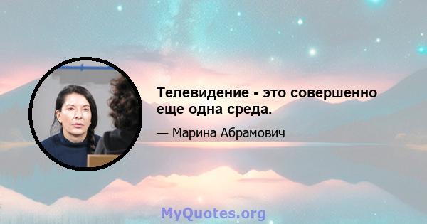 Телевидение - это совершенно еще одна среда.