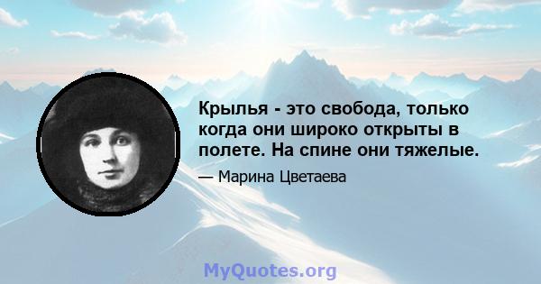 Крылья - это свобода, только когда они широко открыты в полете. На спине они тяжелые.