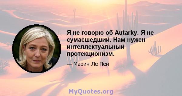 Я не говорю об Autarky. Я не сумасшедший. Нам нужен интеллектуальный протекционизм.