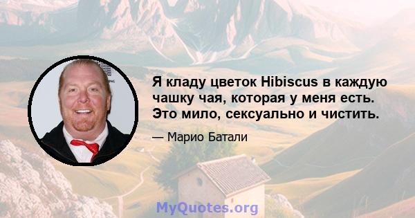 Я кладу цветок Hibiscus в каждую чашку чая, которая у меня есть. Это мило, сексуально и чистить.