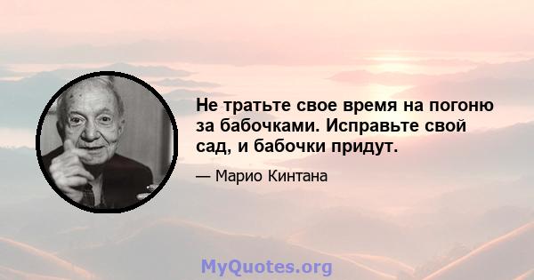 Не тратьте свое время на погоню за бабочками. Исправьте свой сад, и бабочки придут.