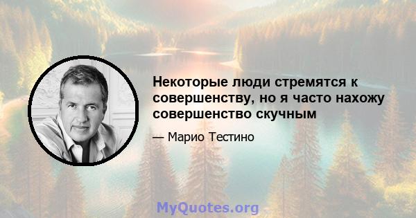 Некоторые люди стремятся к совершенству, но я часто нахожу совершенство скучным