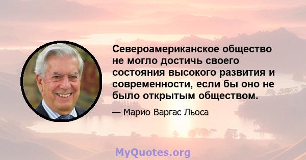 Североамериканское общество не могло достичь своего состояния высокого развития и современности, если бы оно не было открытым обществом.