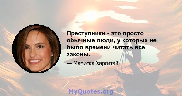 Преступники - это просто обычные люди, у которых не было времени читать все законы.