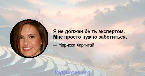 Я не должен быть экспертом. Мне просто нужно заботиться.