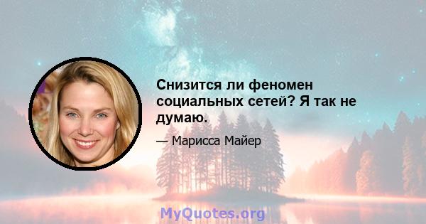 Снизится ли феномен социальных сетей? Я так не думаю.