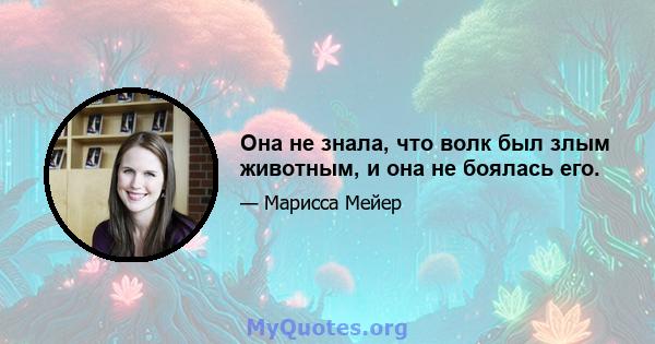 Она не знала, что волк был злым животным, и она не боялась его.